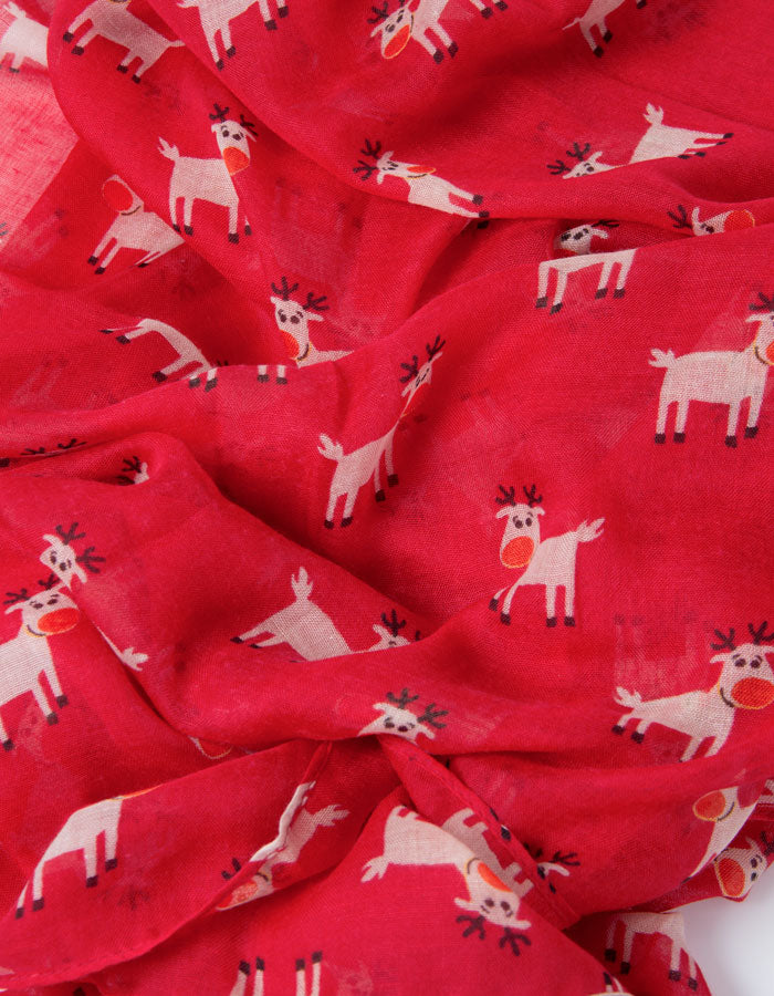 an image showing a Red Rudolph Christmas Scarf