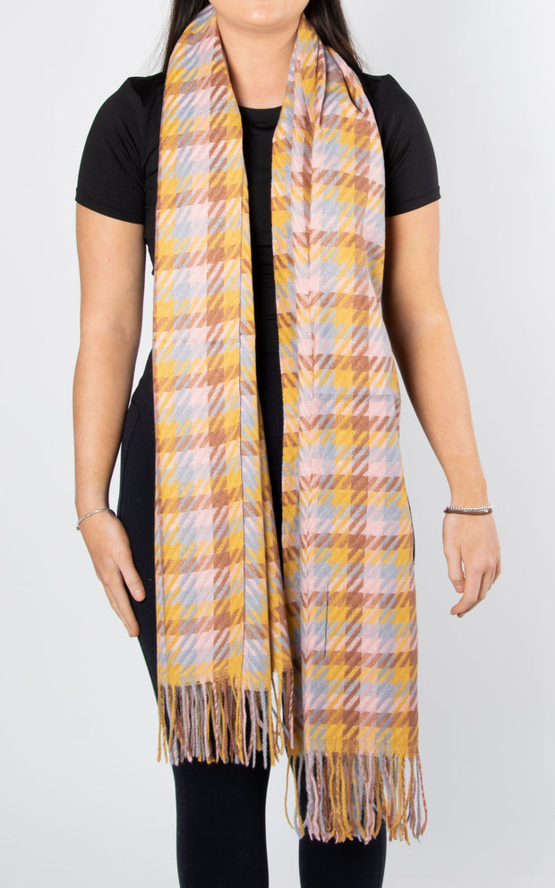 Scarf: Dogtooth | Pink & Yellow