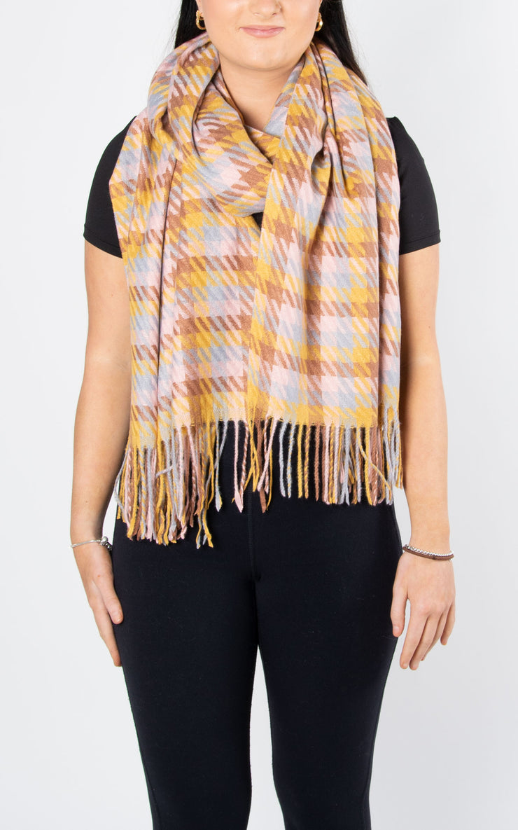 Scarf: Dogtooth | Pink & Yellow