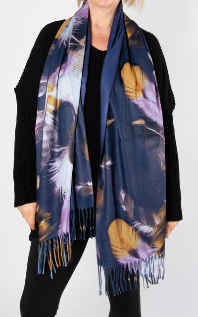 Scarf | Large Feather Print | Purple