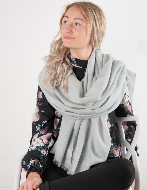 Pale Grey Cashmere Scarf