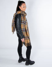 Tartan Blanket Scarf | Camel