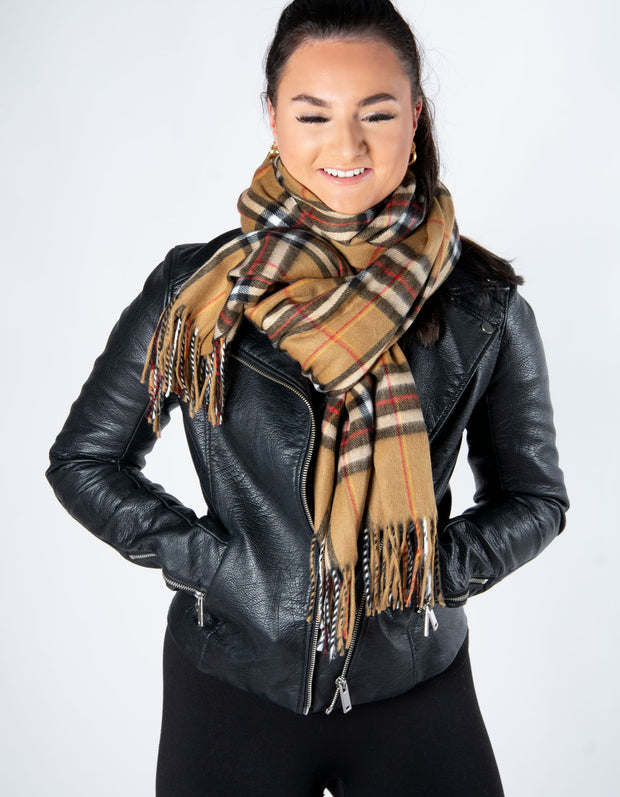 Tartan Blanket Scarf | Camel