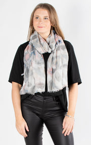 Tie Dye Floral Scarf | Pink & Grey