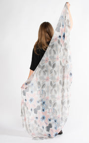 Tie Dye Floral Scarf | Pink & Grey