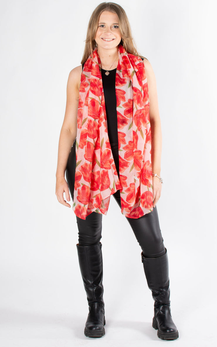 Tulip Print Scarf | Pink