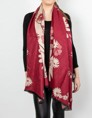 Winter Floral Pashmina | Red & Beige