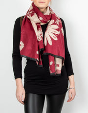 Winter Floral Pashmina | Red & Beige