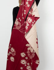 Winter Floral Pashmina | Red & Beige