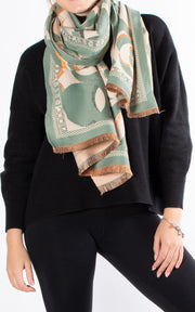 Winter Scarf | Flower Print | Green