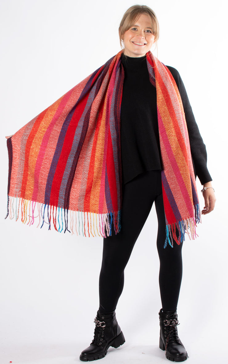 Winter Scarf | Striped | Pink & Red