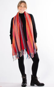 Winter Scarf | Striped | Pink & Red