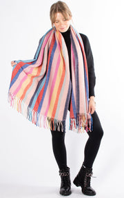 Winter Scarf | Striped | Yellow & Pink