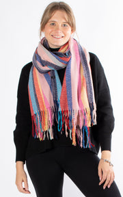 Winter Scarf | Striped | Yellow & Pink