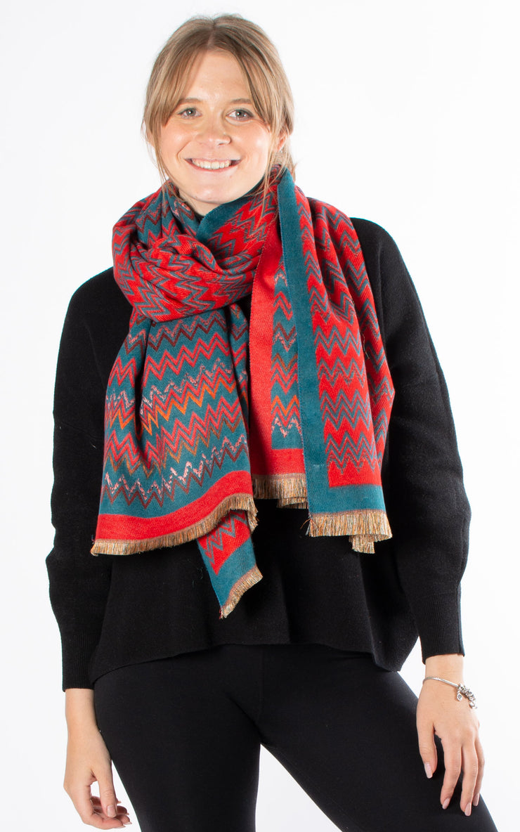 Winter Scarf | Zig Zag | Green & Red