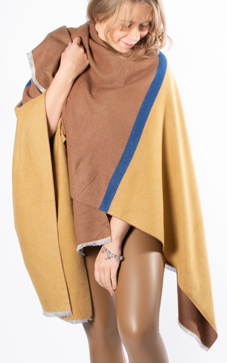 Wrap Cape | Camel & Mustard