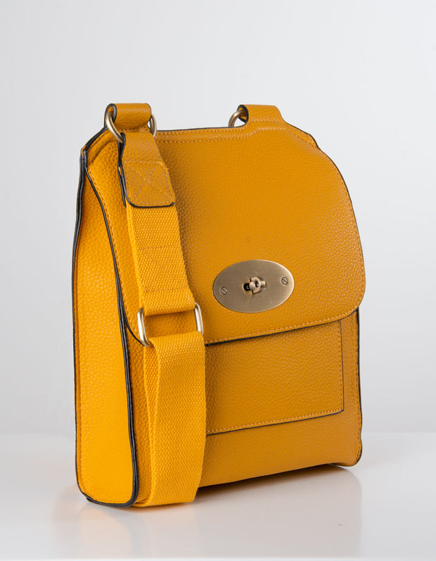 An image showing a yellow coloured messenger bag.