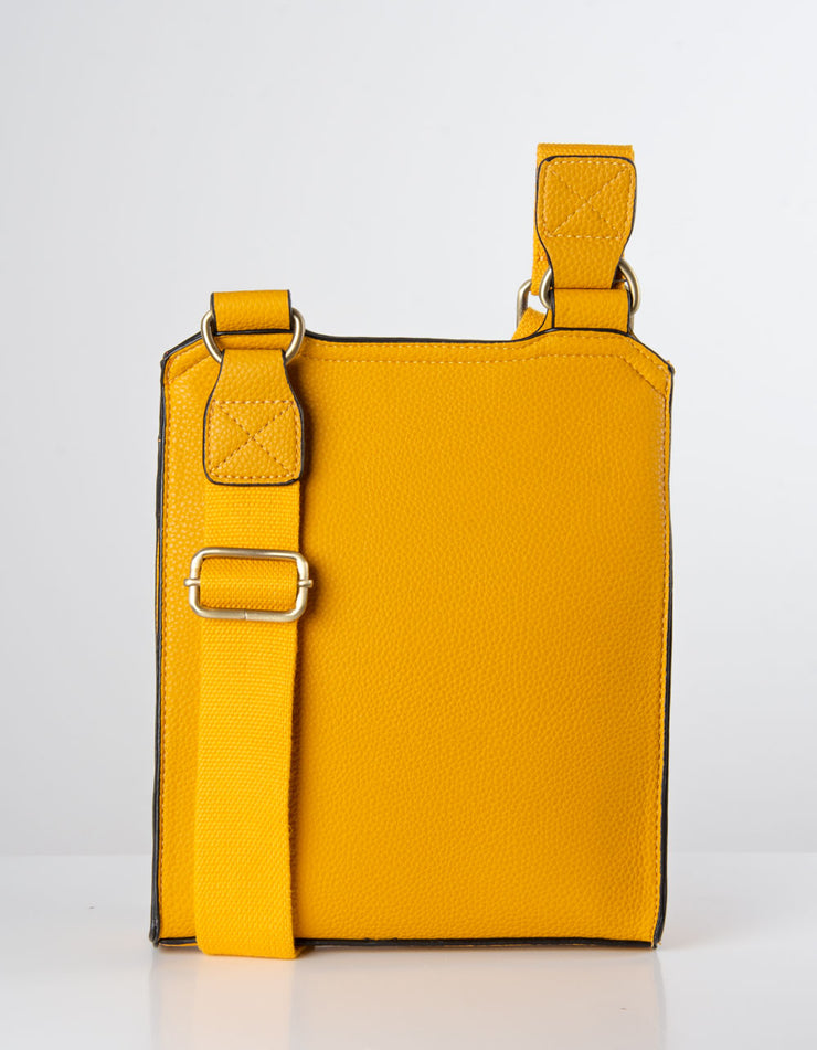 An image showing a yellow coloured messenger bag.