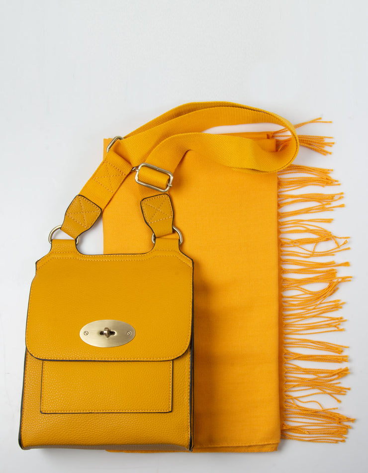 An image showing a yellow coloured messenger bag.