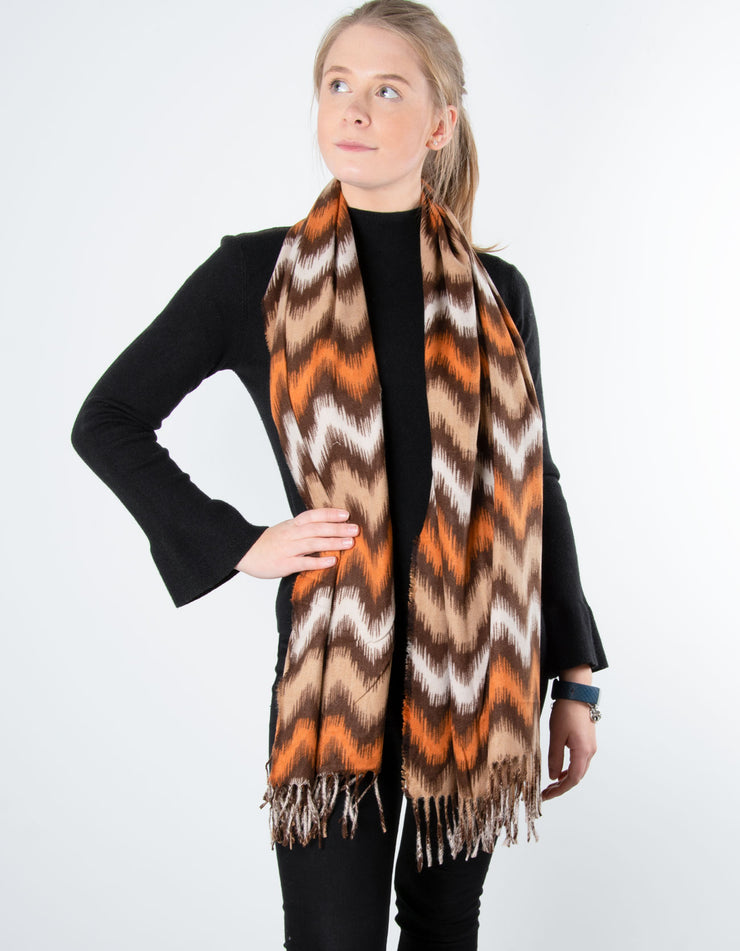 Zig Zag Scarf | Orange / Beige