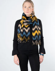 Zig Zag Scarf | Teal / Yellow