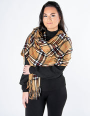 Tartan Blanket Scarf | Camel