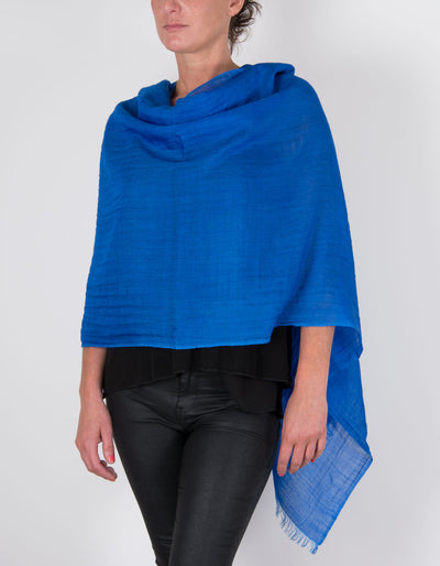 Royal Blue Shawl Wool Silk Mix