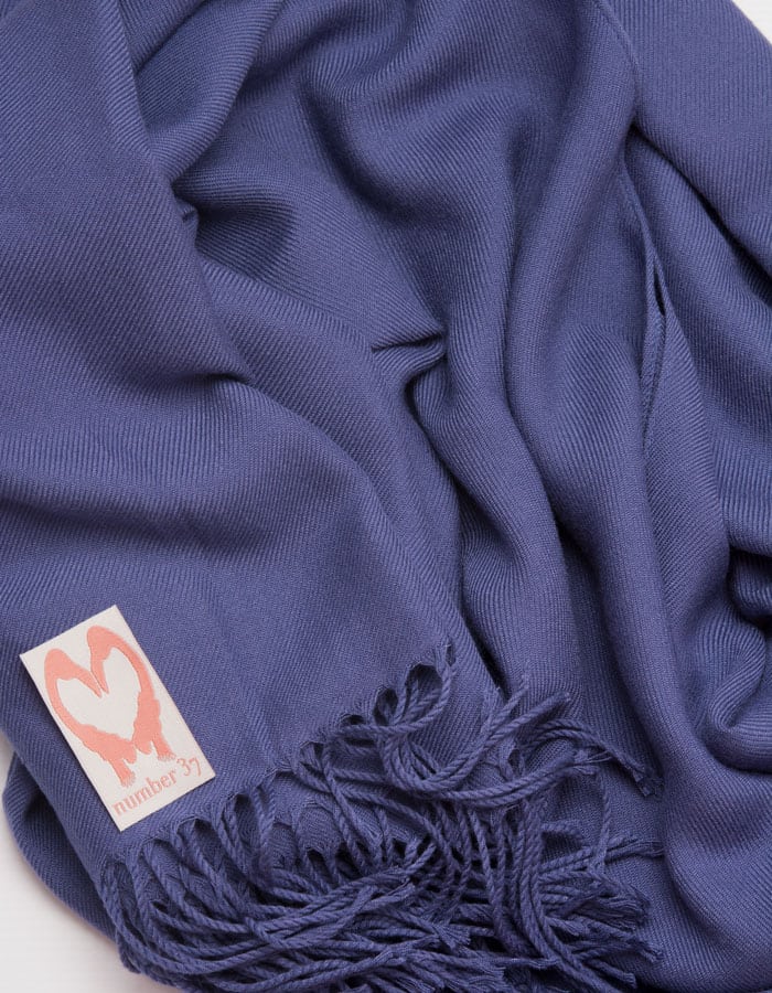 an image showing a close up of a pashmina in French Navy