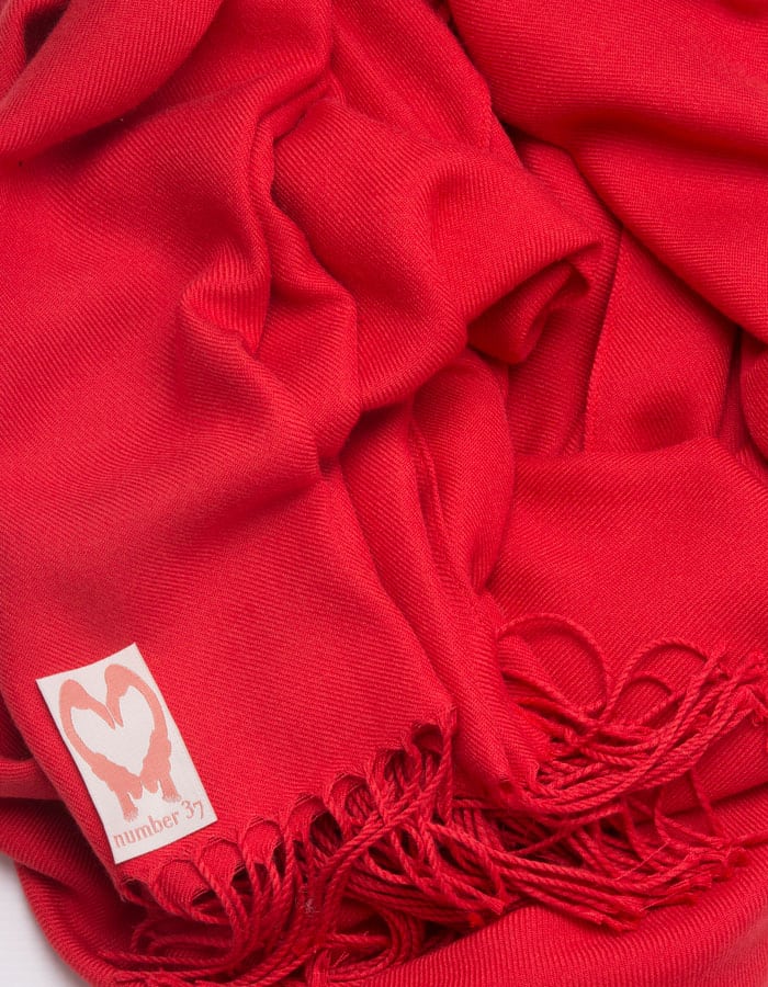 an image showing a close up of a pashmina in Red