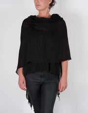 an image showing a black silk wool mix pashmina