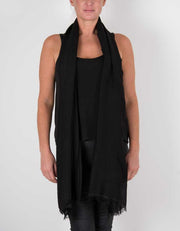 an image showing a black silk wool mix pashmina