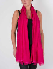 an image showing a silk wool mix pashmina in hot pink