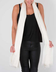 an image showing a silk wool mix pashmina in ivory