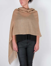 an image showing a silk wool mix pashmina in light brown