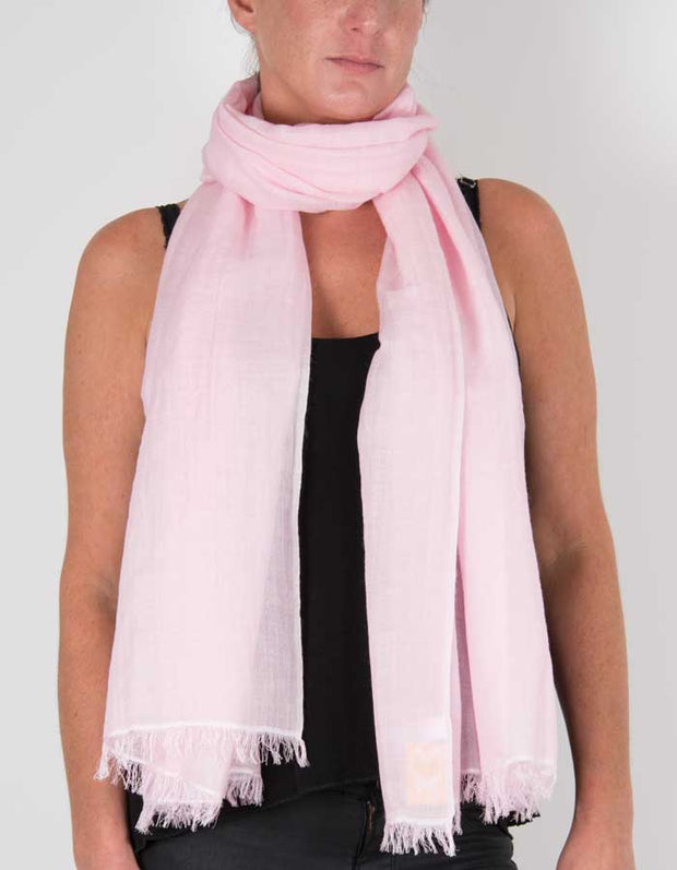 an image showing a silk wool mix pashmina in pale pink