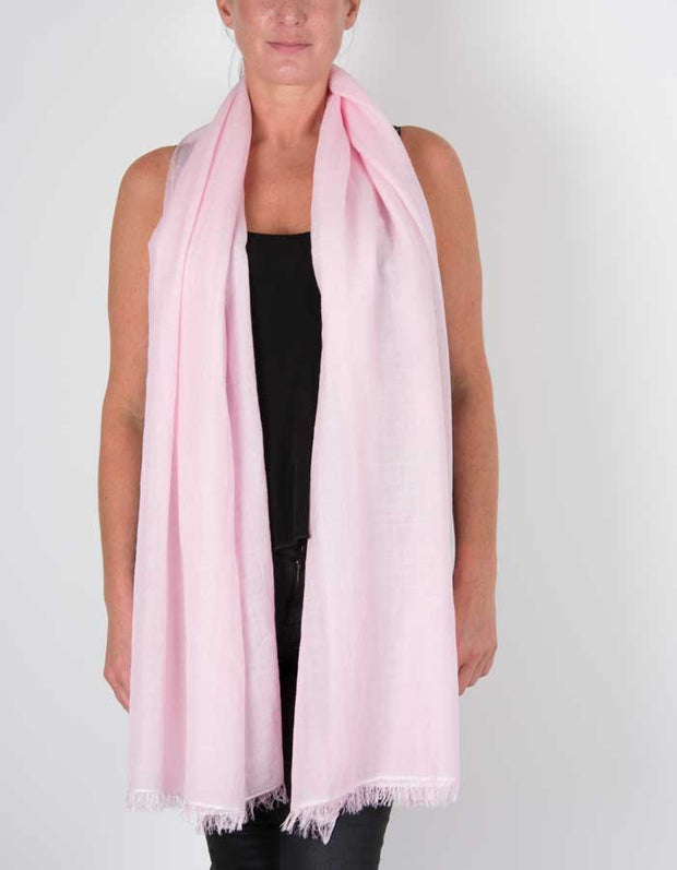 an image showing a silk wool mix pashmina in pale pink