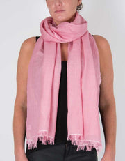 an image showing a silk wool mix pashmina in pink