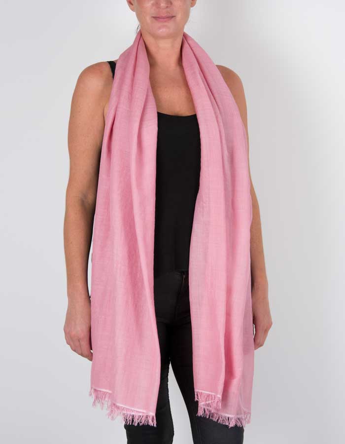 an image showing a silk wool mix pashmina in pink