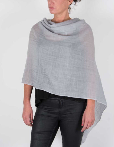 an image showing a silk wool mix pashmina in silver grey
