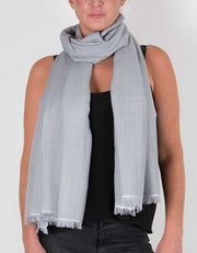 an image showing a silk wool mix pashmina in silver grey