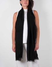 an image showing a silk wool mix wedding shawl in black