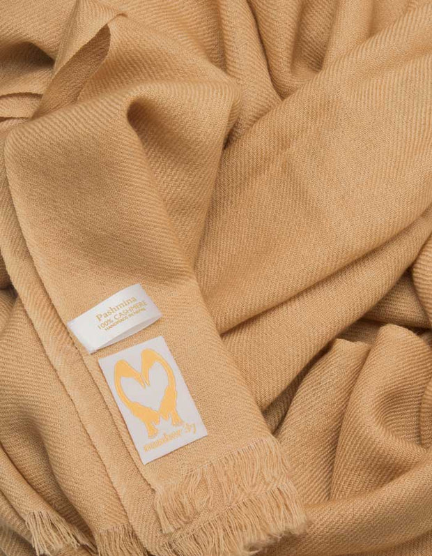 an image showing a gold cashmere pashmina scarf