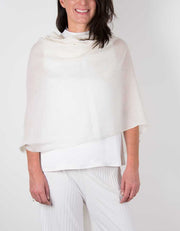 an image showing a silk wool mix wedding shawl in ivory