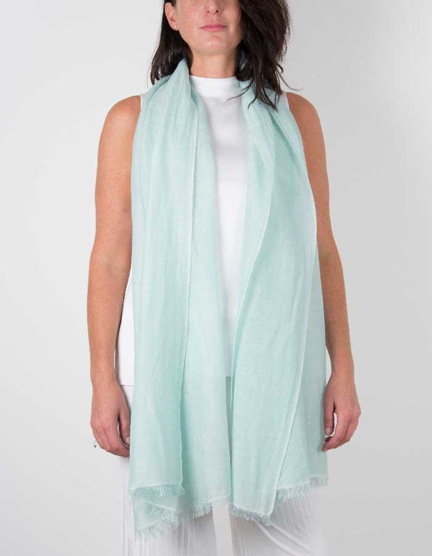 an image showing a silk wool mix wedding shawl in mint green