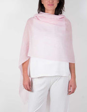 an image showing a silk wool mix wedding shawl in pale pink