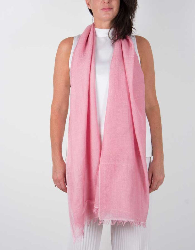 an image showing a silk wool mix wedding shawl in pink