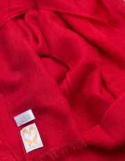 an image showing a pure cashmere pashmina scarf in red