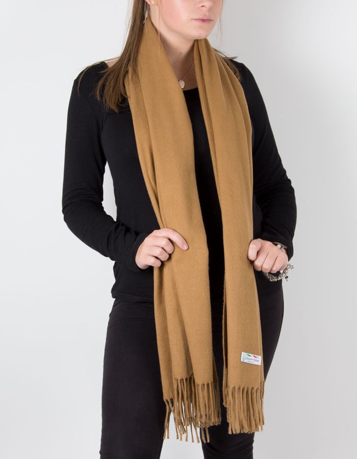 an image showing a winter pashmina in camel