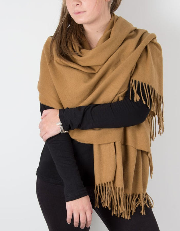 an image showing a winter pashmina in camel
