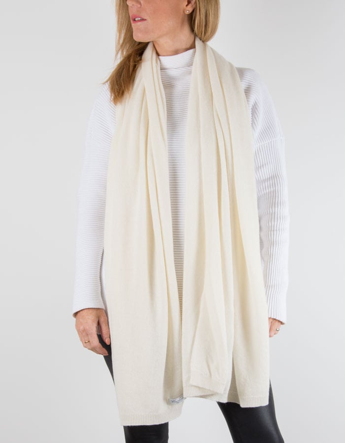 an image showing a cashmere mix scarf in white